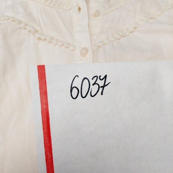 NEW Old Navy Off White Button Down Crew Neck Flare Summer Shirt P6037 - Picture 8 of 8